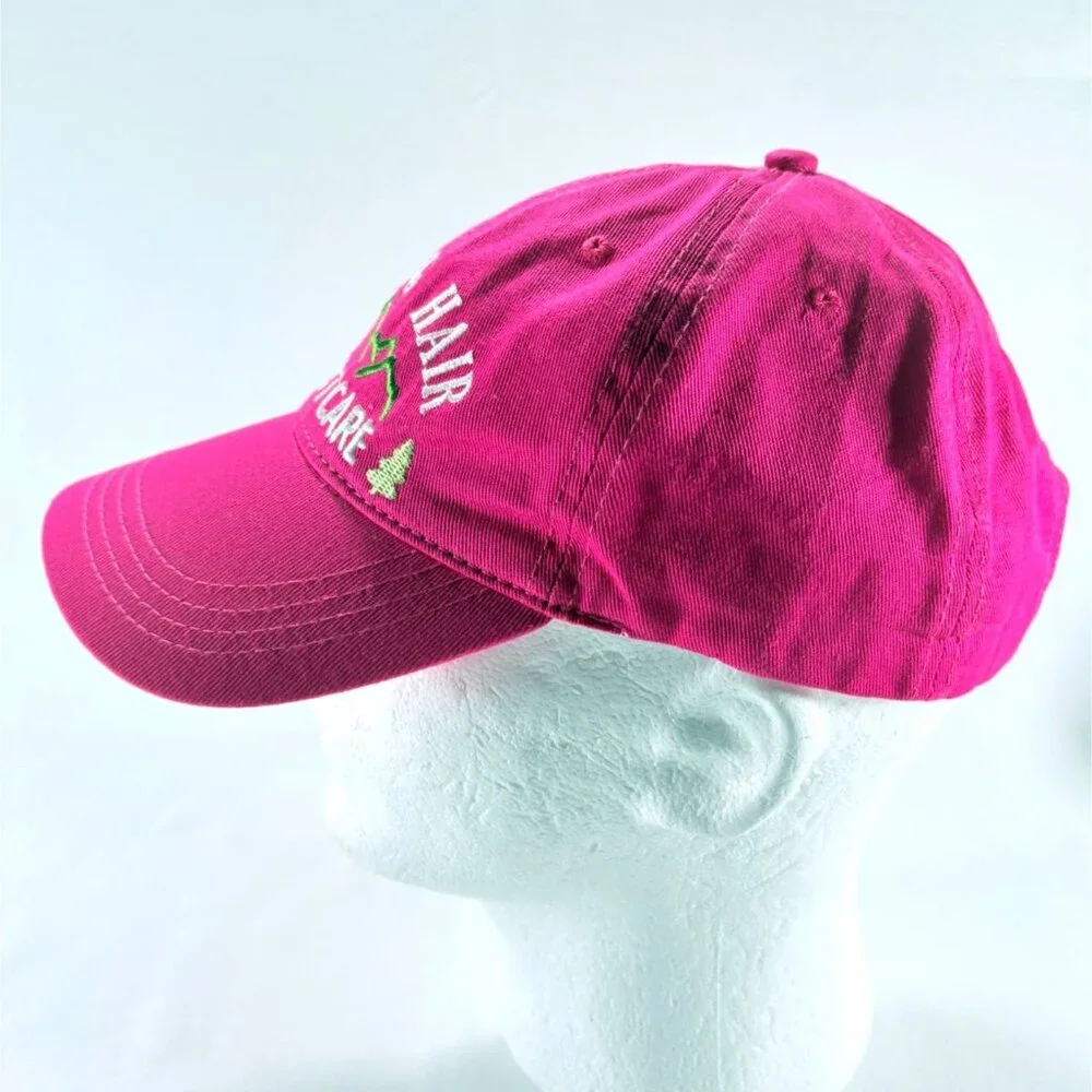 Hiking Hair Don't Care Hot Pink Cotton Embroidered Strapback Buckle Baseball Hat